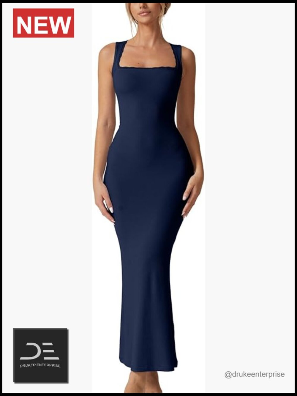 Square Neck Lace Detail Long Maxi Dress Sleeveless Lounge Ribbed